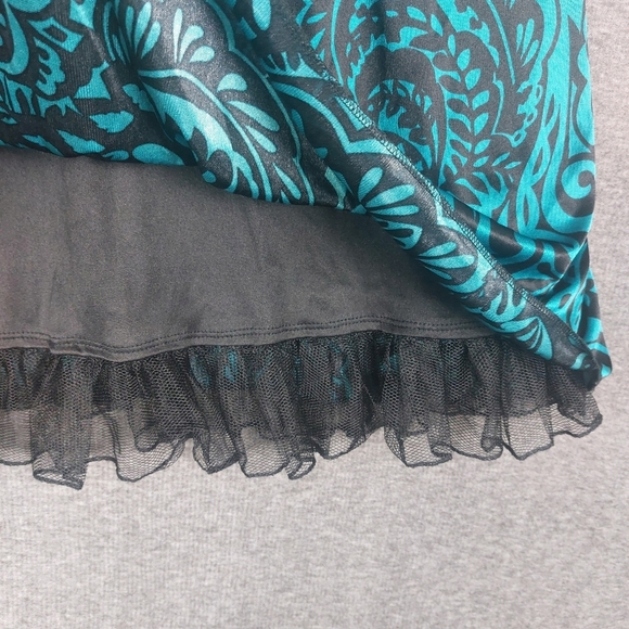 RUBY ROX WOMENS VINTAGE Y2K TEAL BLUE BLACK FLORAL HOMECOMING DANCE DRESS SZ M - Picture 6 of 9